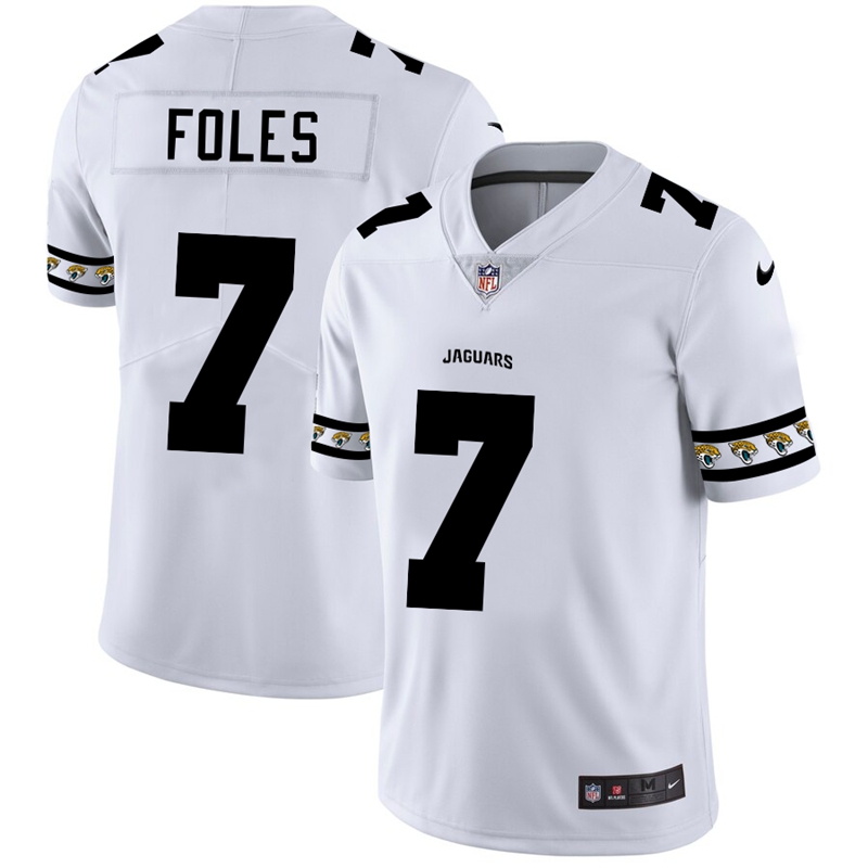 Men Nike Jacksonville Jaguars 7 Nick Foles White Team Logo Vapor Limited NFL Jersey